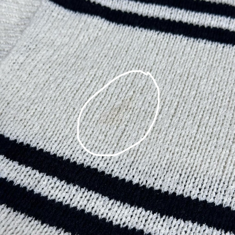 Carly Jean Los Angeles V-Neck Sweater White with Black Stripes - Picture 6 of 6